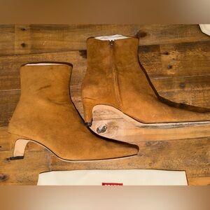 STAUD Wally 45mm Tan Suede Ankle Boots